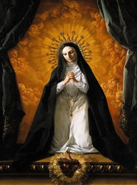 Św. Małgorzata Maria Alacoque kontempluje Serce Jezusa